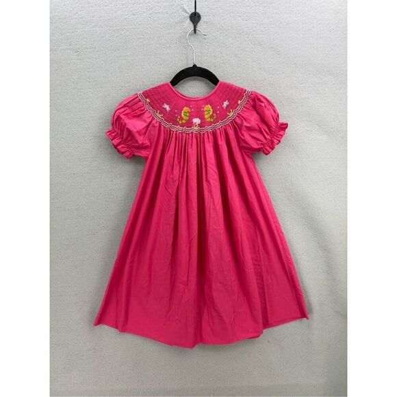 Rosalina Collections Girls Pink Seaside Themed Smocked Bishop Dress Size 5Y - Picture 1 of 7